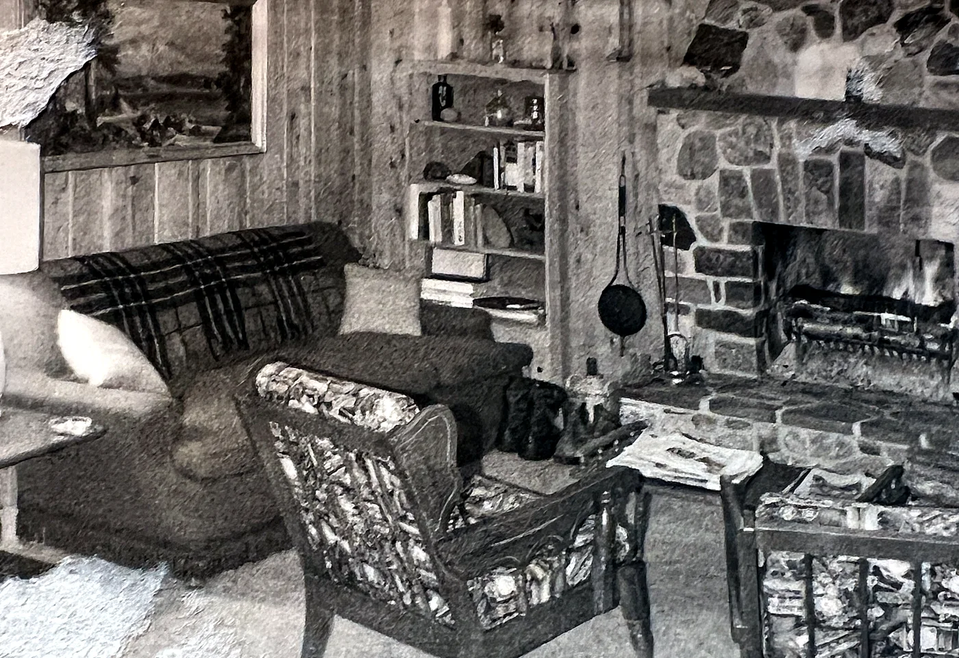 Inside the cabin, early 1970s.